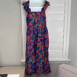 J. Crew Colorful Floral Dress with Ruffle Straps